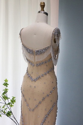 Luxuriöses, herzförmiges, mit Perlen besetztes Meerjungfrau-Partykleid mit Quasten, Dubai-Abendkleid_9