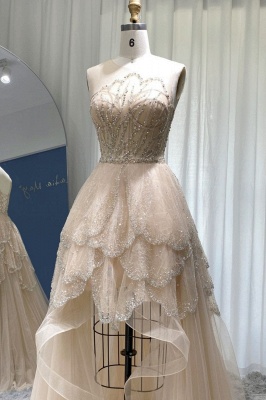 Asymmetrisches Kleid mit Juwelenpailletten, ärmellose, abgestufte High-Lo-Abendkleider_1