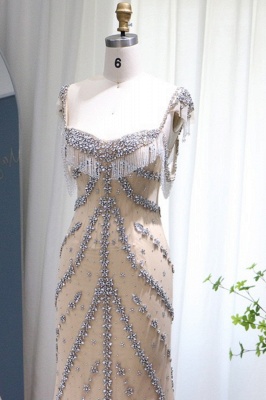 Luxuriöses, herzförmiges, mit Perlen besetztes Meerjungfrau-Partykleid mit Quasten, Dubai-Abendkleid_5