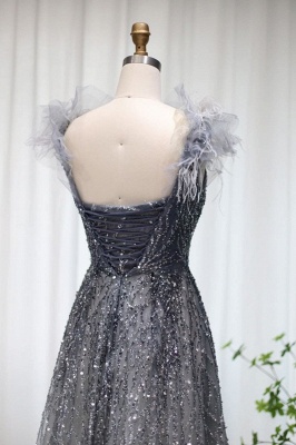 Luxuriöses Aline-Abendkleid mit glitzernden Pailletten und bodenlangem Pelzkleid mit V-Ausschnitt_5