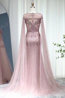 Роскошное вечернее платье с круглым вырезом и бисером, накидка с рукавами, свадебное платье в Дубае_2