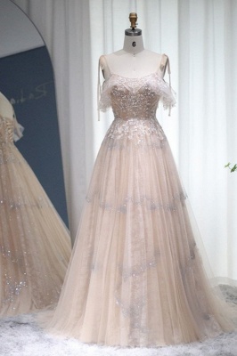 Stunning Beading A-line Evening Dress with Spaghetti Straps