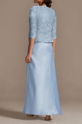 Long sleeves Sky blue Column Long Mother of the bride Dress_2