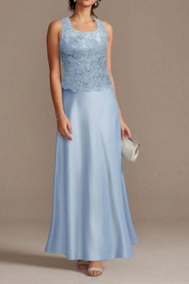 Long sleeves Sky blue Column Long Mother of the bride Dress_3