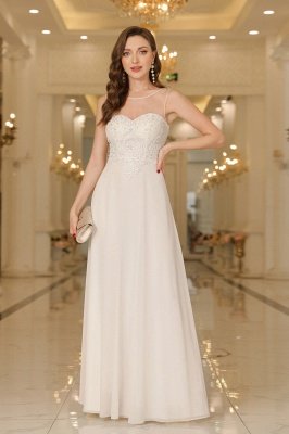 Elegant Scoop Neck Chiffon Bridesmaid Dress Sleeveless Lace Appliques Long Evening Dress_17