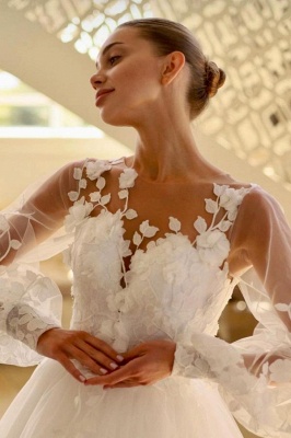 One shoudler Ball Gown Lace Wedding Dresses_2