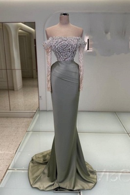 Silver Off the shoulder Mermaid Prom Dresses