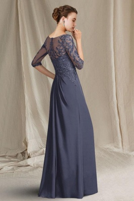 Modische Ballkleider aus Chiffon mit Rundhalsausschnitt, 3/4-Ärmeln und bodenlanger A-Linie_3
