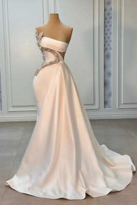 Strapless One shoulder Ivory Beaded Wedding Dresses