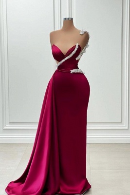 Strapless Burgundy Mermaid Floor length Mermaid Prom Dresses