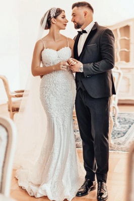 Robe de mariée longue blanche sans manches style sirène