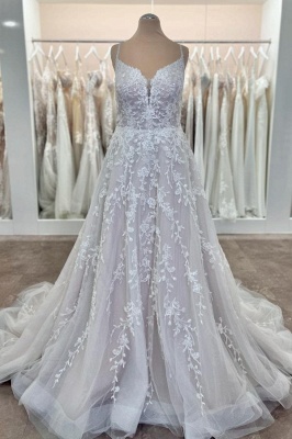 Sweetheart Sleeveless Court Train Lace Wedding Dresses