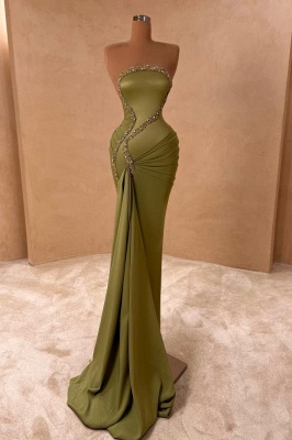 Green Strapless Empire Beading Mermaid Prom Dress