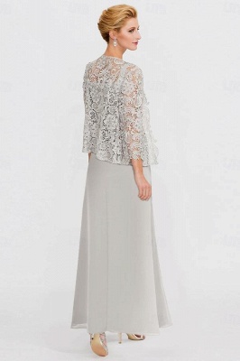 Robe de bal élégante en mousseline de soie à col bénitier et à appliques en dentelle_2