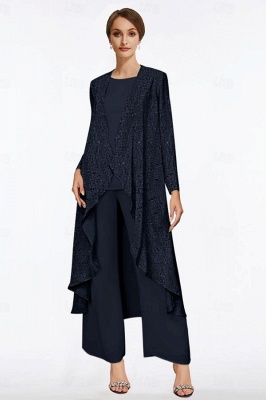 Elegant Chiffon Sheath Mother of the Dress Jumpsuit 2 Pieces_5