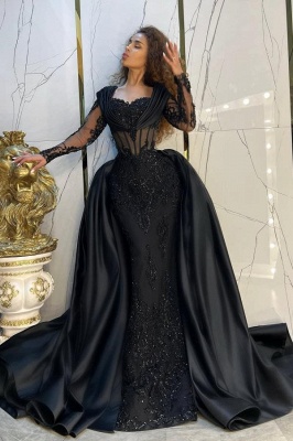 Lindos vestidos de baile de renda com apliques de coração e manga comprida_5