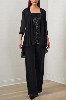 Elegante Chiffon Apliques Renda Mãe da Noiva Vestido Macacão_6