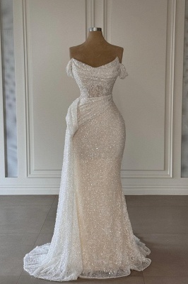 Gorgeous Off-the-shoulder Sweetheart Sequins Mermaid Prom Dresses_1