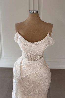Gorgeous Off-the-shoulder Sweetheart Sequins Mermaid Prom Dresses_2