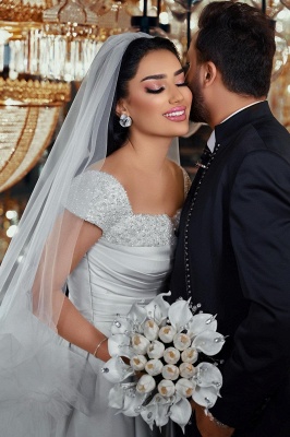 Unique Sweetheart Tulle Appliques Lace Mermaid Wedding Dresses Long Sleeve_3
