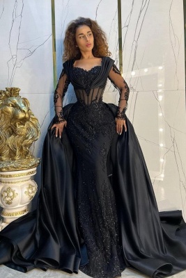 Lindos vestidos de baile de renda com apliques de coração e manga comprida_2