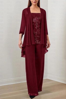 Elegante Chiffon Apliques Renda Mãe da Noiva Vestido Macacão_5