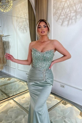 فساتين حفلات موسيقية حورية البحر فريدة من نوعها على شكل قلب مع ترتر مجعد_2