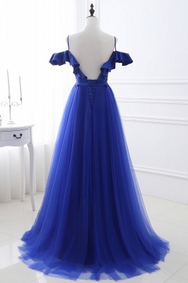 Stunning Off the shoulder blue Tulle ball gown prom dresses_3