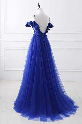 Stunning Off the shoulder blue Tulle ball gown prom dresses_6