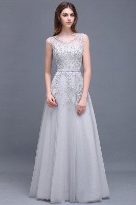 ADDILYN | A-line Floor-length Tulle Prom Dress with Appliques_10