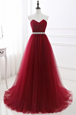 ANGELINA | A-line Sweetheart Burgundy Tulle Prom Dress With Beading_9