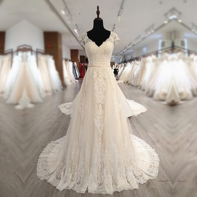 Винтажное свадебное платье из тюля длиной до пола, с V-образным вырезом, без рукавов и аппликациями_5