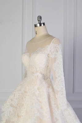 Vintage Jewel Sequins Long Sleeves Lace Tulle Ball Gown Wedding Dress_5