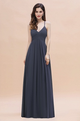 Спагетти Ремни V-образным вырезом Платье для подружки невесты Вечернее платье Aline_1