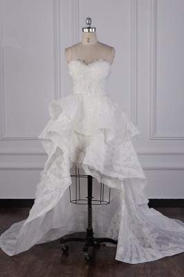 Шикарное многоуровневое свадебное платье Hi-Lo без рукавов с аппликациями_2