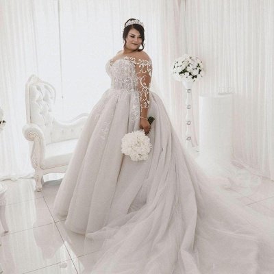 Sheer Тюль Аппликации Бальное платье Свадебные платья | Свадебные платья с длинными рукавами_4
