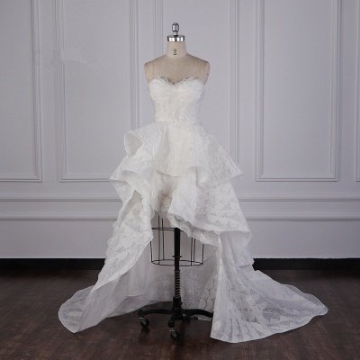 Chic Hi-Lo Sweetheart Sleeveless Tiered Wedding Dress with Appliques