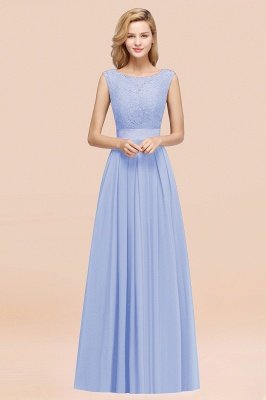 A-line Chiffon Lace Jewel Sleeveless Ruffles Floor-length Bridesmaid Dress_22