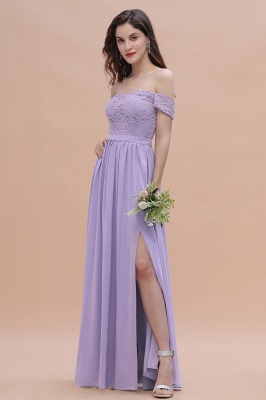 Off Shoulder Lace Chiffon Wedding Dress Aline Bridesmaid Dress_7