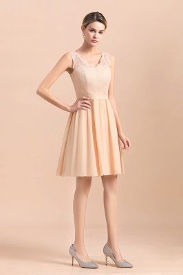 Cute Sleeveless Lace Knee Length Wedding Party Dress_4