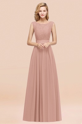 A-line Chiffon Lace Jewel Sleeveless Ruffles Floor-length Bridesmaid Dress_6