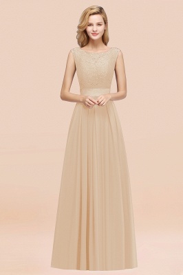 A-line Chiffon Lace Jewel Sleeveless Ruffles Floor-length Bridesmaid Dress_14