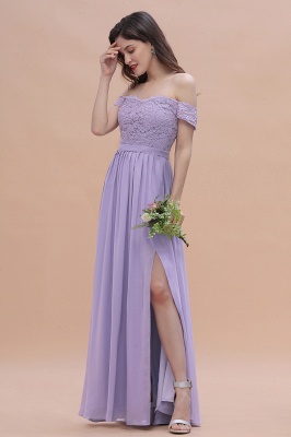Off Shoulder Lace Chiffon Wedding Dress Aline Bridesmaid Dress_5