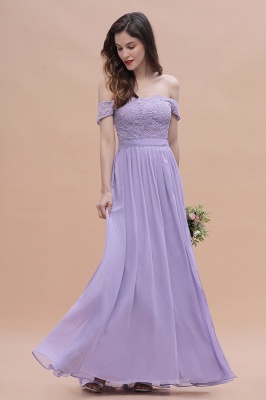 Off Shoulder Lace Chiffon Wedding Dress Aline Bridesmaid Dress_10