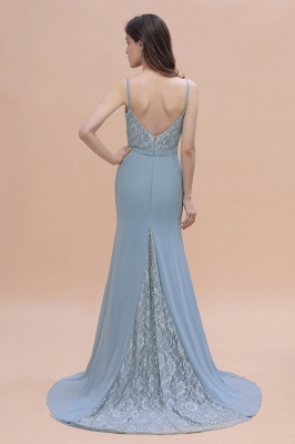 Stunning V-Neck Lace Chiffon Mermaid Wedding Dress_3