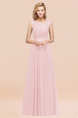 A-line Chiffon Lace Jewel Sleeveless Ruffles Floor-length Bridesmaid Dress_3