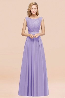 A-line Chiffon Lace Jewel Sleeveless Ruffles Floor-length Bridesmaid Dress_21