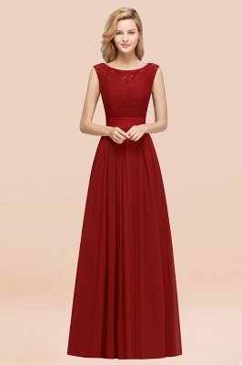A-line Chiffon Lace Jewel Sleeveless Ruffles Floor-length Bridesmaid Dress_47