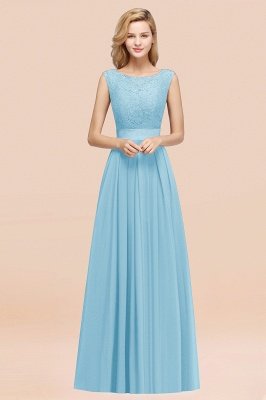 Sky blue cap sleeves lace bridesmaid dress with belt_1