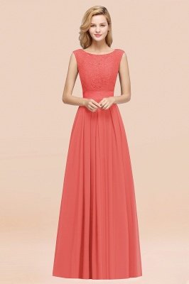 A-line Chiffon Lace Jewel Sleeveless Ruffles Floor-length Bridesmaid Dress_7